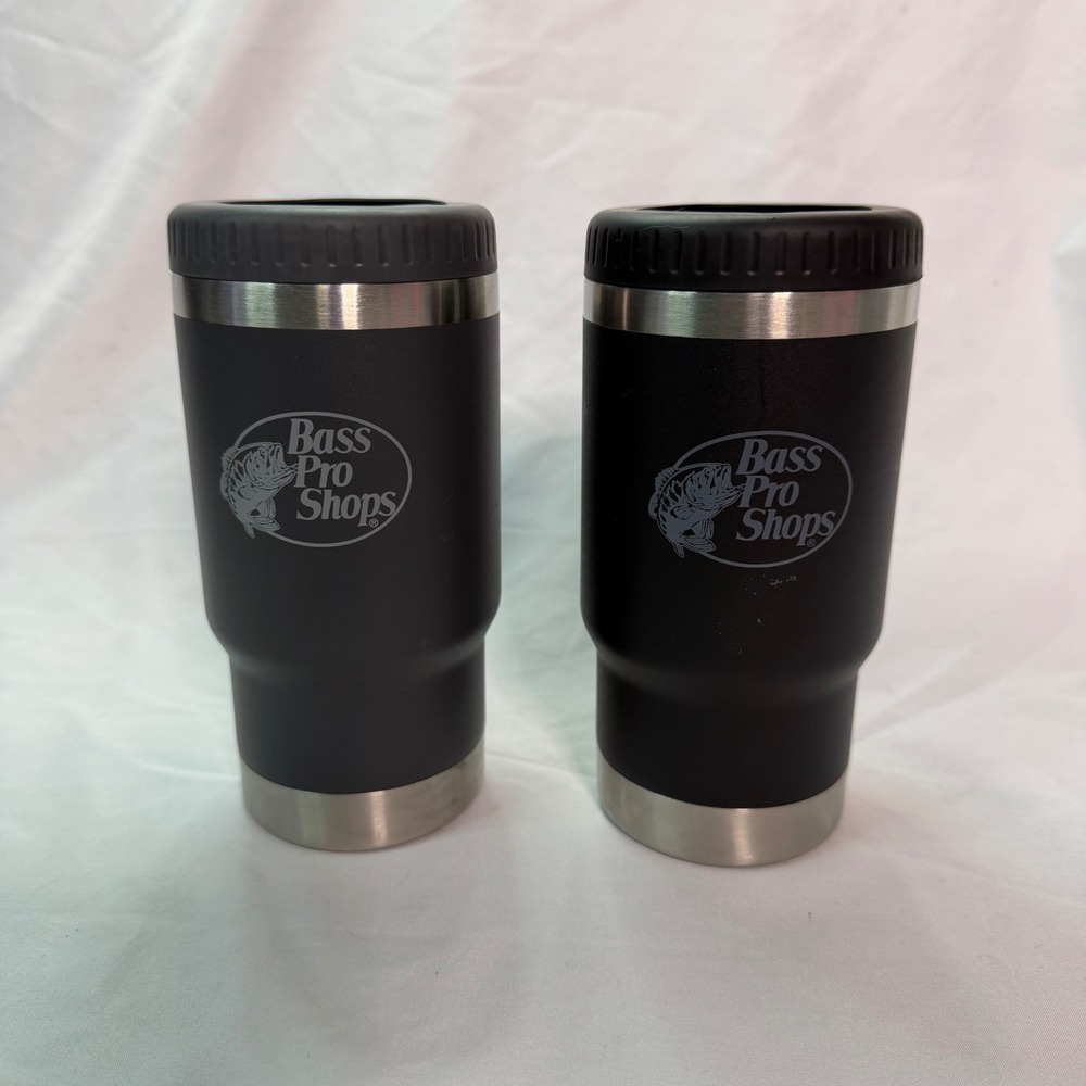 Bass Pro Shops Stainless Steel Vacuum Insulated Can Cooler Set of 2 Matte Black